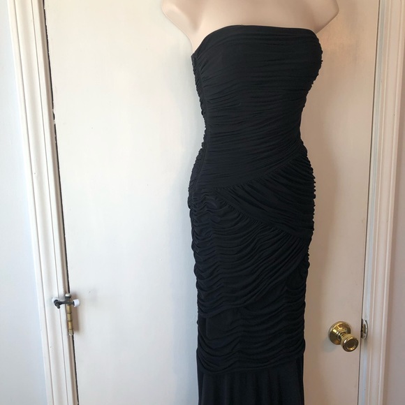 Black Fit & Flair Prom Dress Mermaid Rouched - Picture 6 of 6